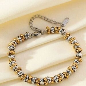 Stainless Steel Mixed Metal Chain Bracelet Dual Tone